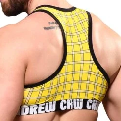 Brassière Sport Plaid Jaune