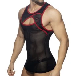 Débardeur Crossed Mesh Noir - Rouge