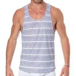 Débardeur Greek Frame Blanc - Bleu