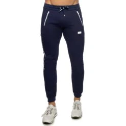 Pantalon Jogging Double Zip Bleu Marine