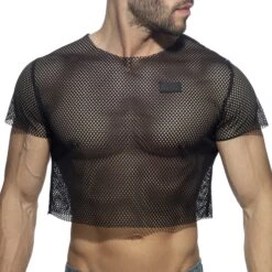 T-Shirt Crop Mesh Noir