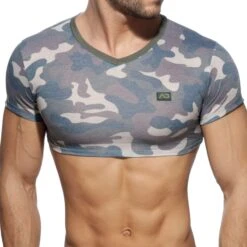 T-Shirt Crop Washed Camo Kaki