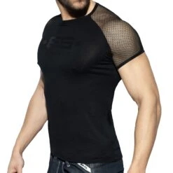 T-Shirt Raglan Mesh Noir