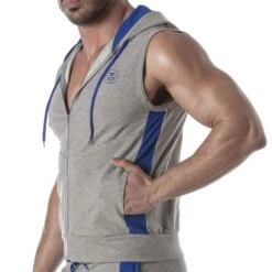 Veste à Capuche Sans Manche Gris Chiné